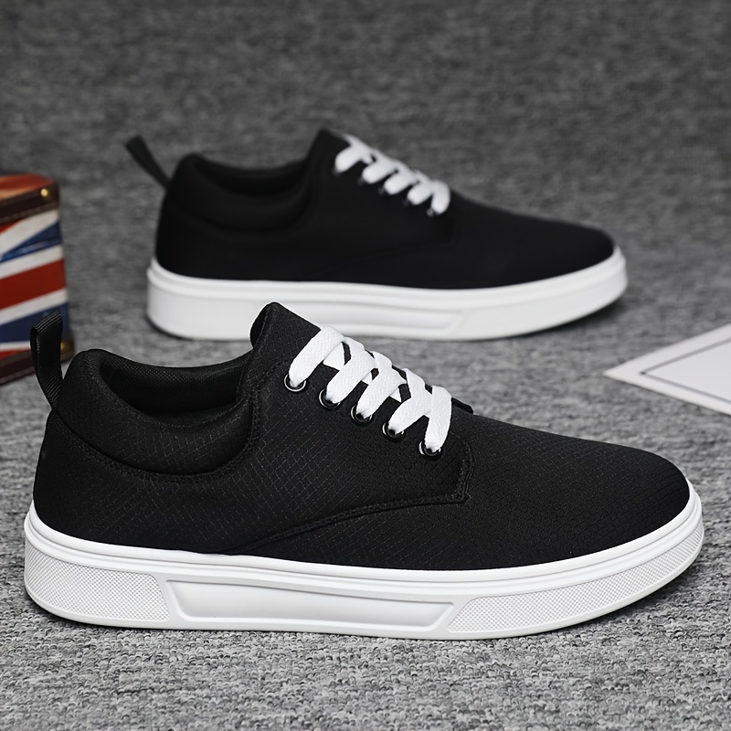 Men's Solid Casual Shoes Lace Up Low Top Outdoor Walking Hiking Sneakers, All Seasons