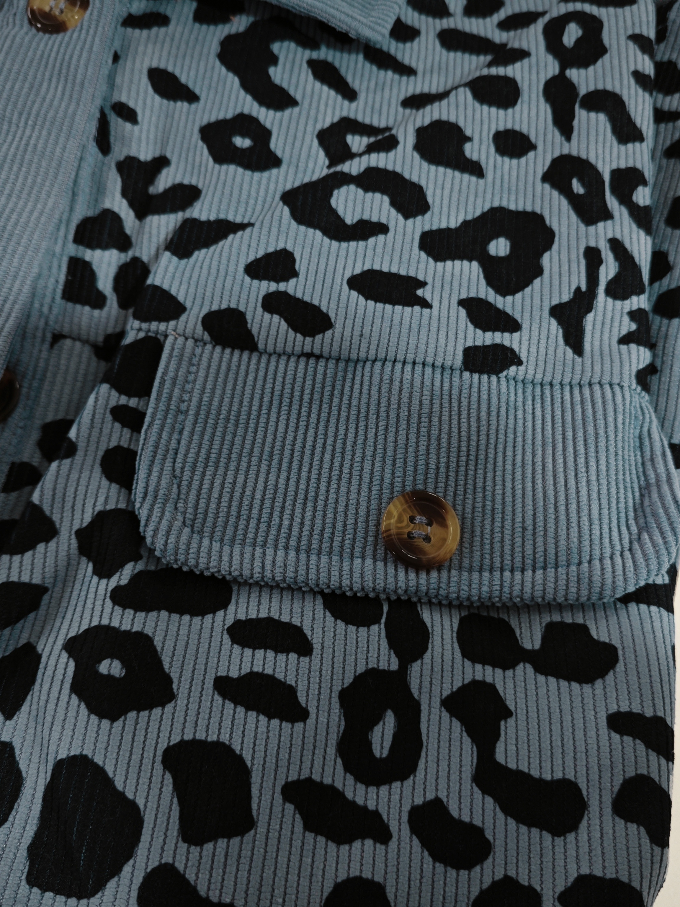 leopard print button front jacket casual long sleeve jacket for fall winter womens clothing details 23