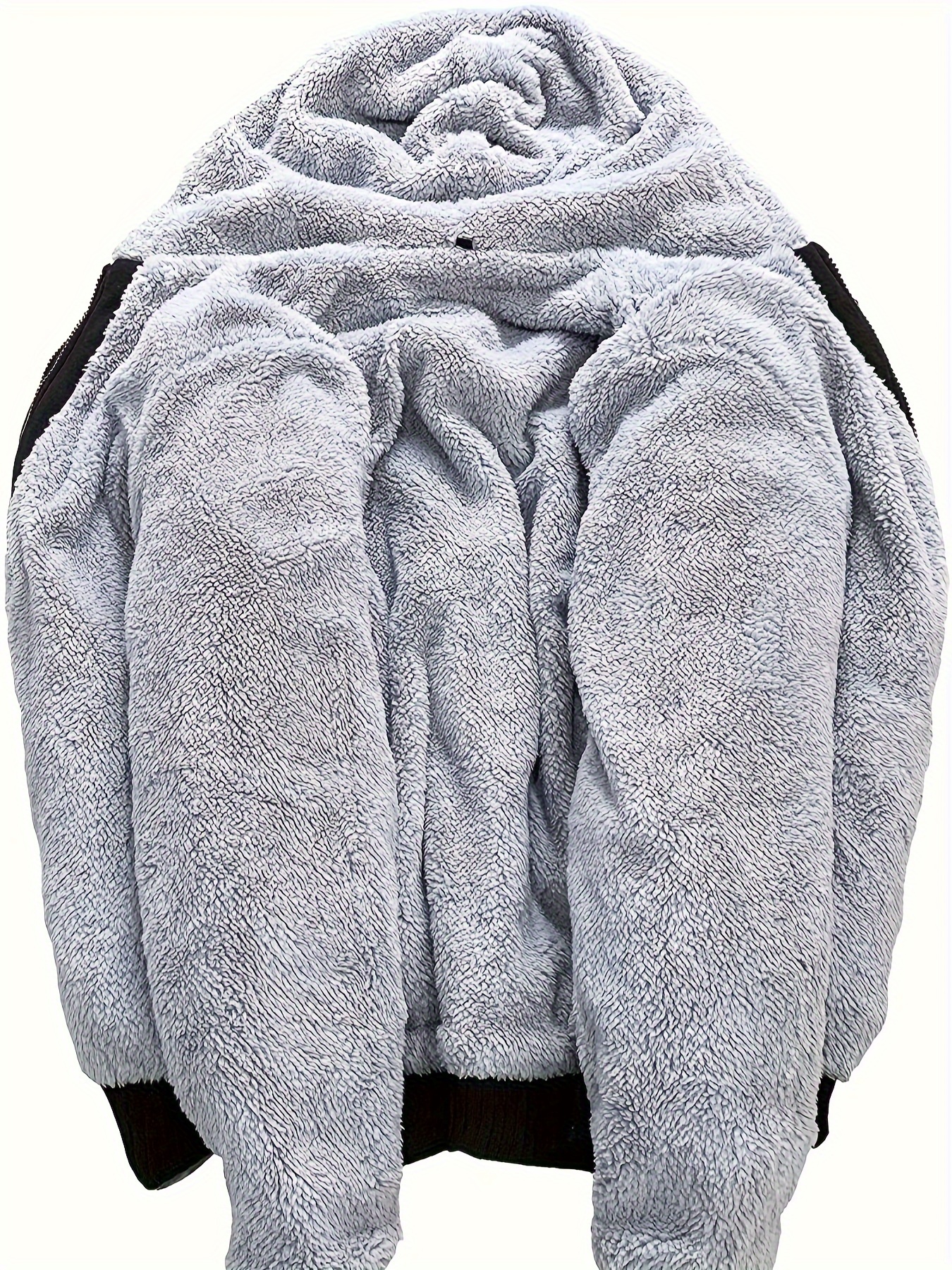 fashionable mens hoodies zipper contrast colors fleece winter jacket suitable for winter street outdoor comfortable warm and versatile details 2