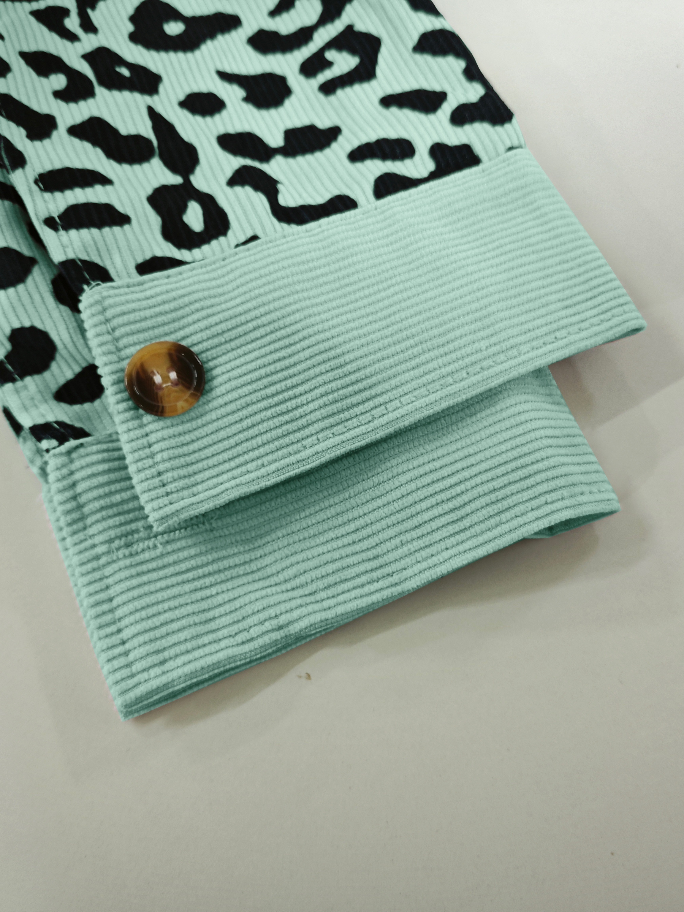 leopard print button front jacket casual long sleeve jacket for fall winter womens clothing details 39