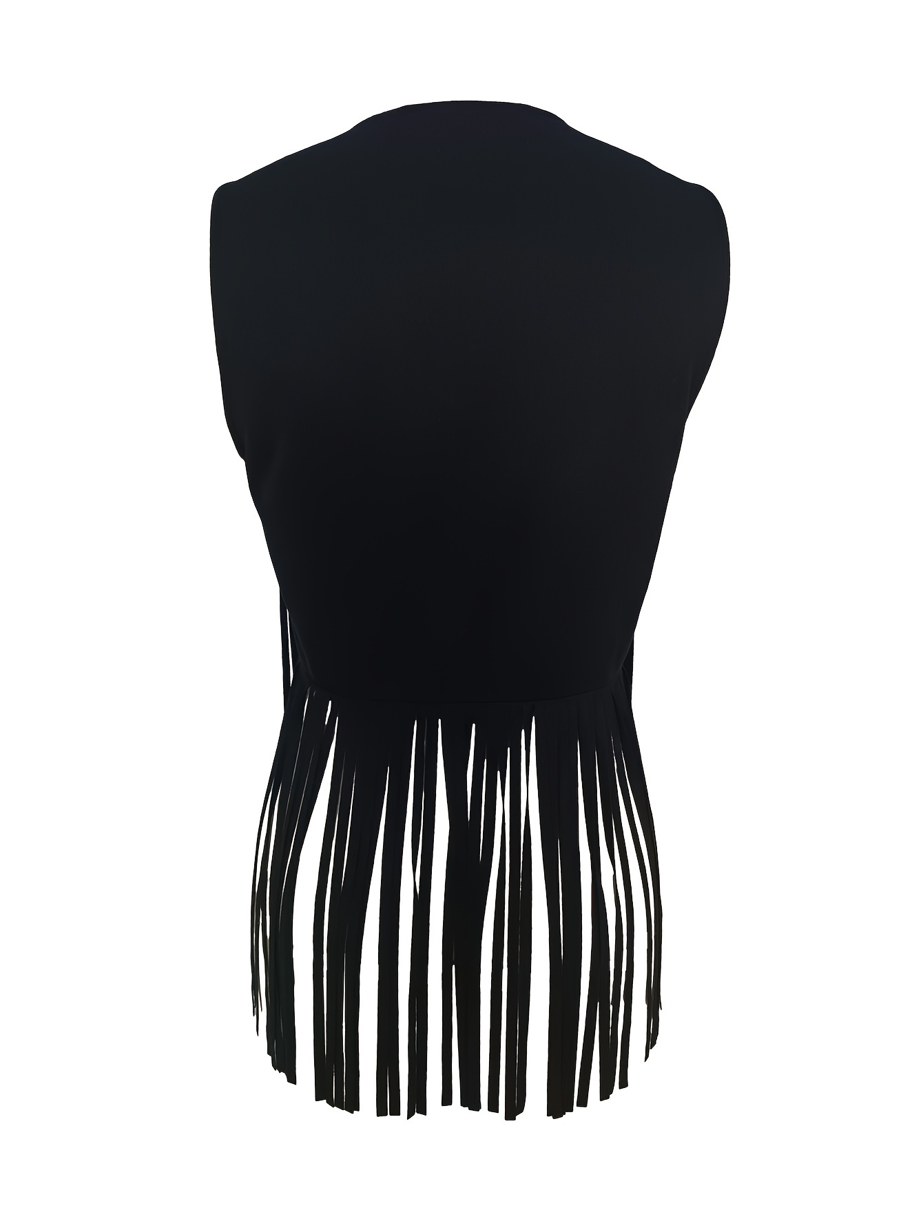 tassel solid vest vintage open front western style sleeveless vest womens clothing details 5