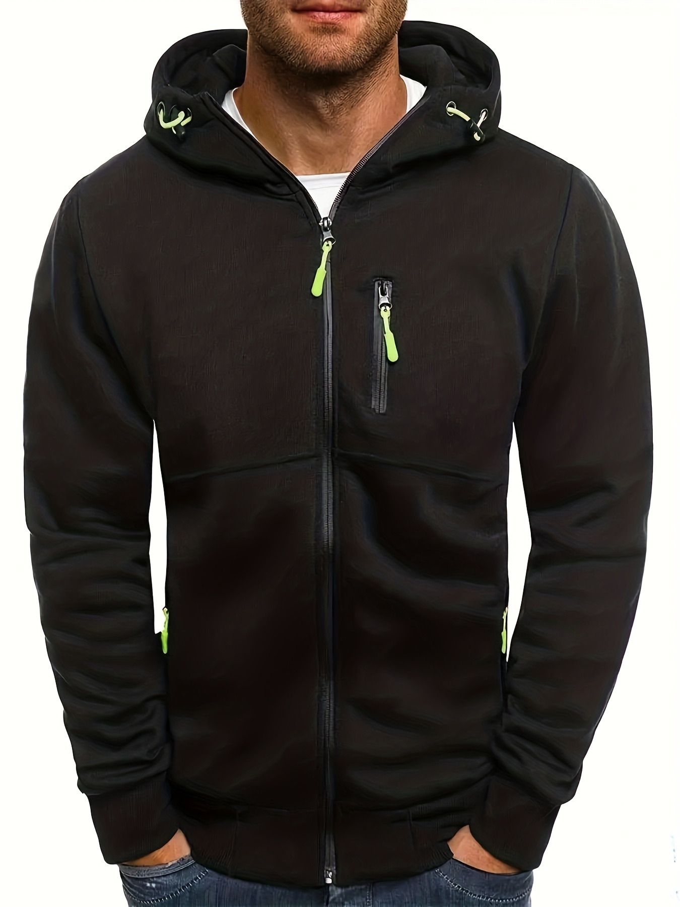 mens zip up hoodies slim fit long sleeve lightweight sweatshirt with kangaroo pocket details 5