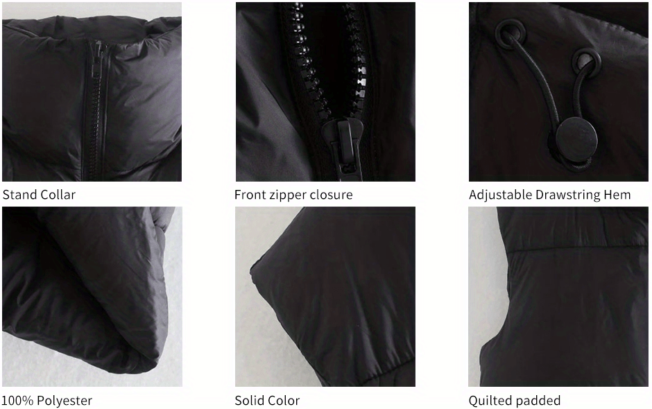 stand collar vest jacket casual sleeveless jacket for winter womens clothing details 3