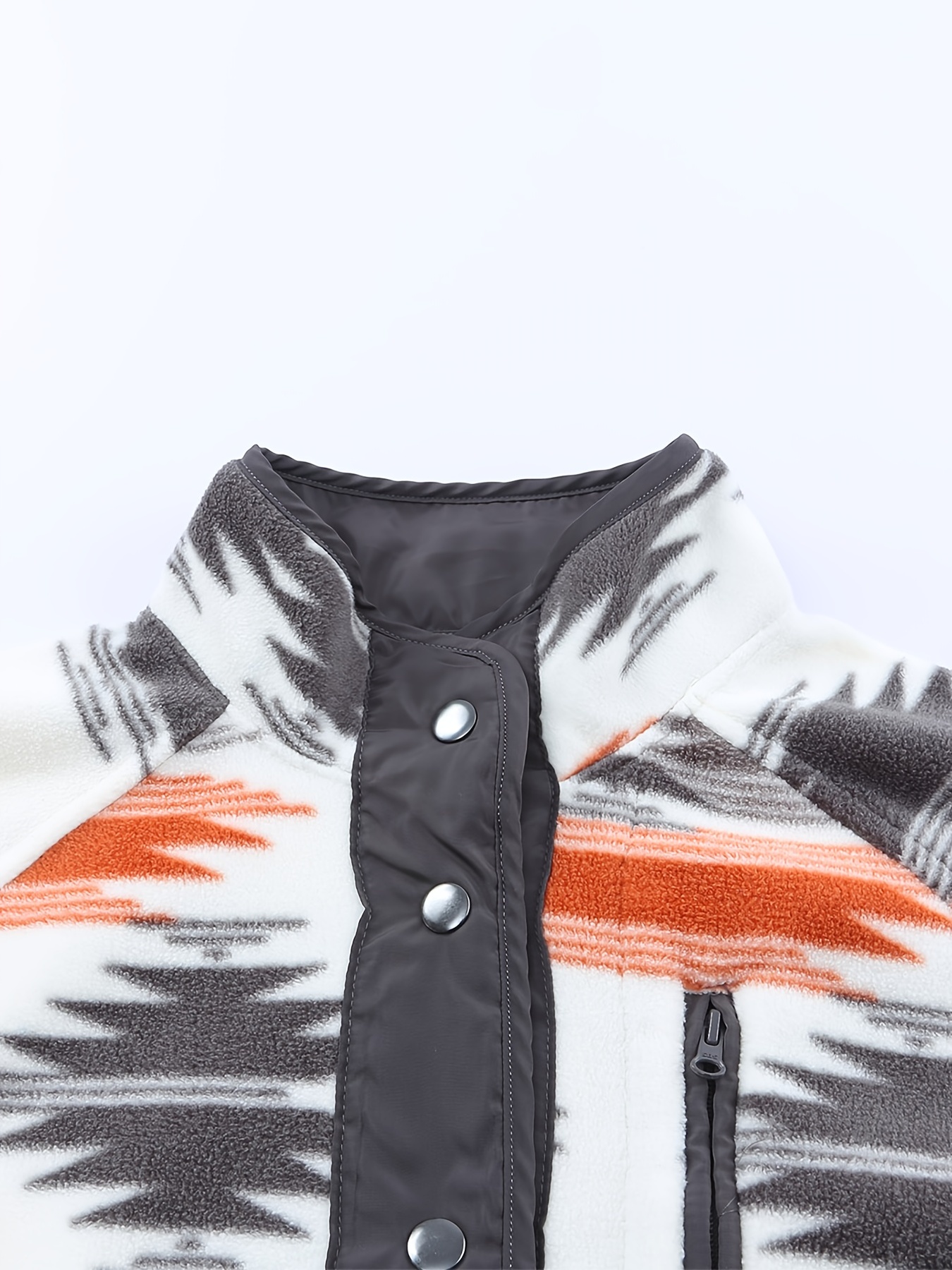 aztec print buttoned retro jacket casual every day outerwear for fall winter womens clothing details 4