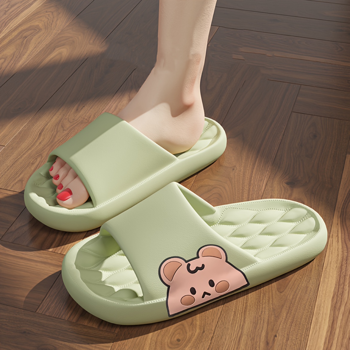 cute cartoon pattern slides casual slip on soft sole pillow slides comfortable indoor home quick drying shoes details 5