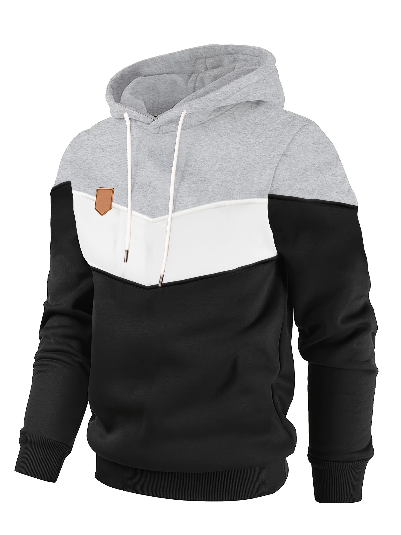 creative color block hoodie cool hoodies for men mens casual classic design pullover hooded sweatshirt with kangaroo pocket streetwear for winter fall as gifts details 8