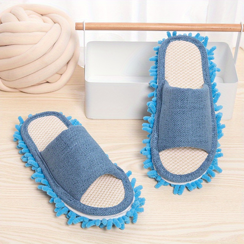 indoor cleaning slippers solid color cozy open toe mopping shoes dusting cleaning floor slippers details 8