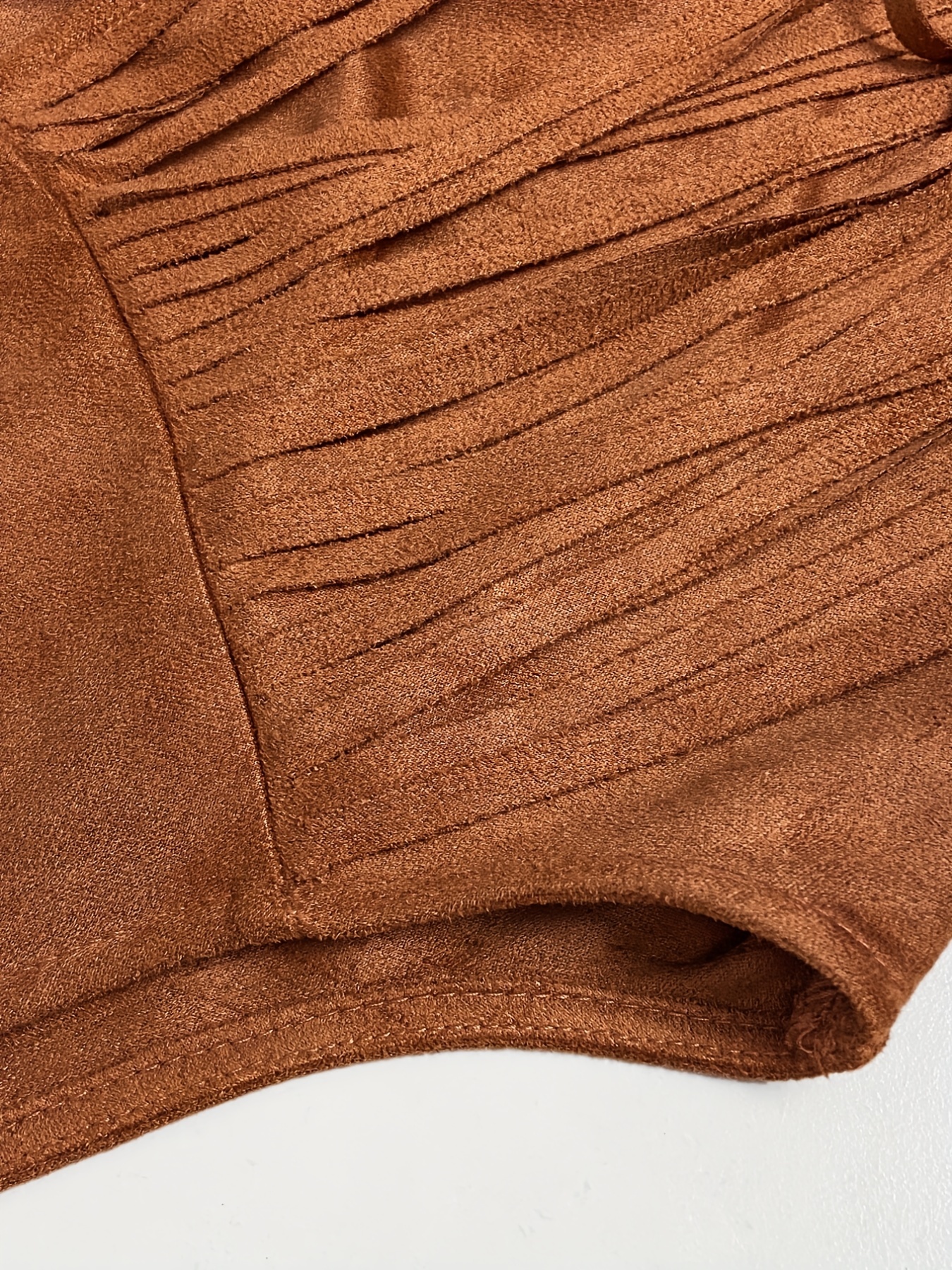 tassel solid vest vintage open front western style sleeveless vest womens clothing details 8