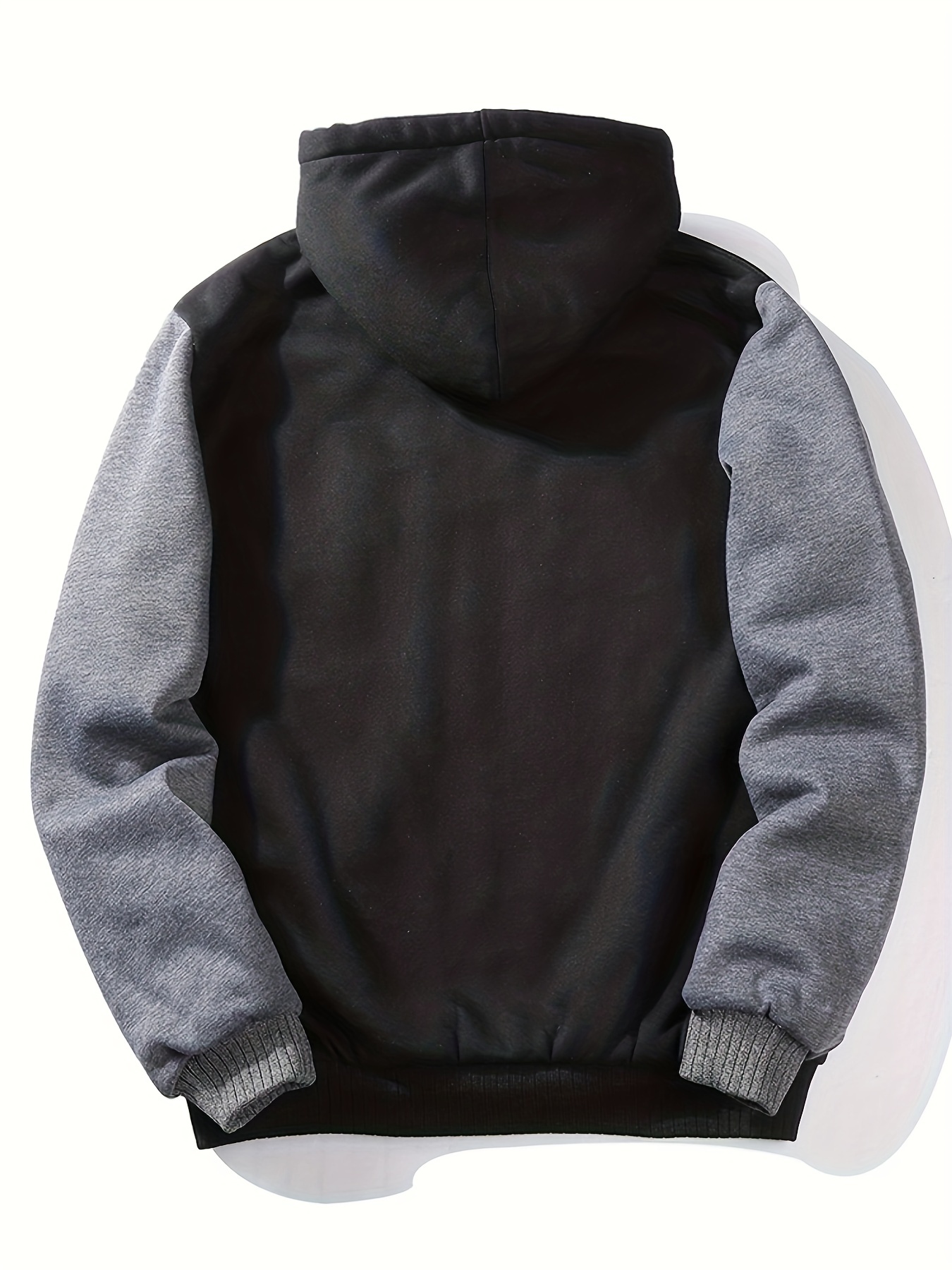 fashionable mens hoodies zipper contrast colors fleece winter jacket suitable for winter street outdoor comfortable warm and versatile details 33