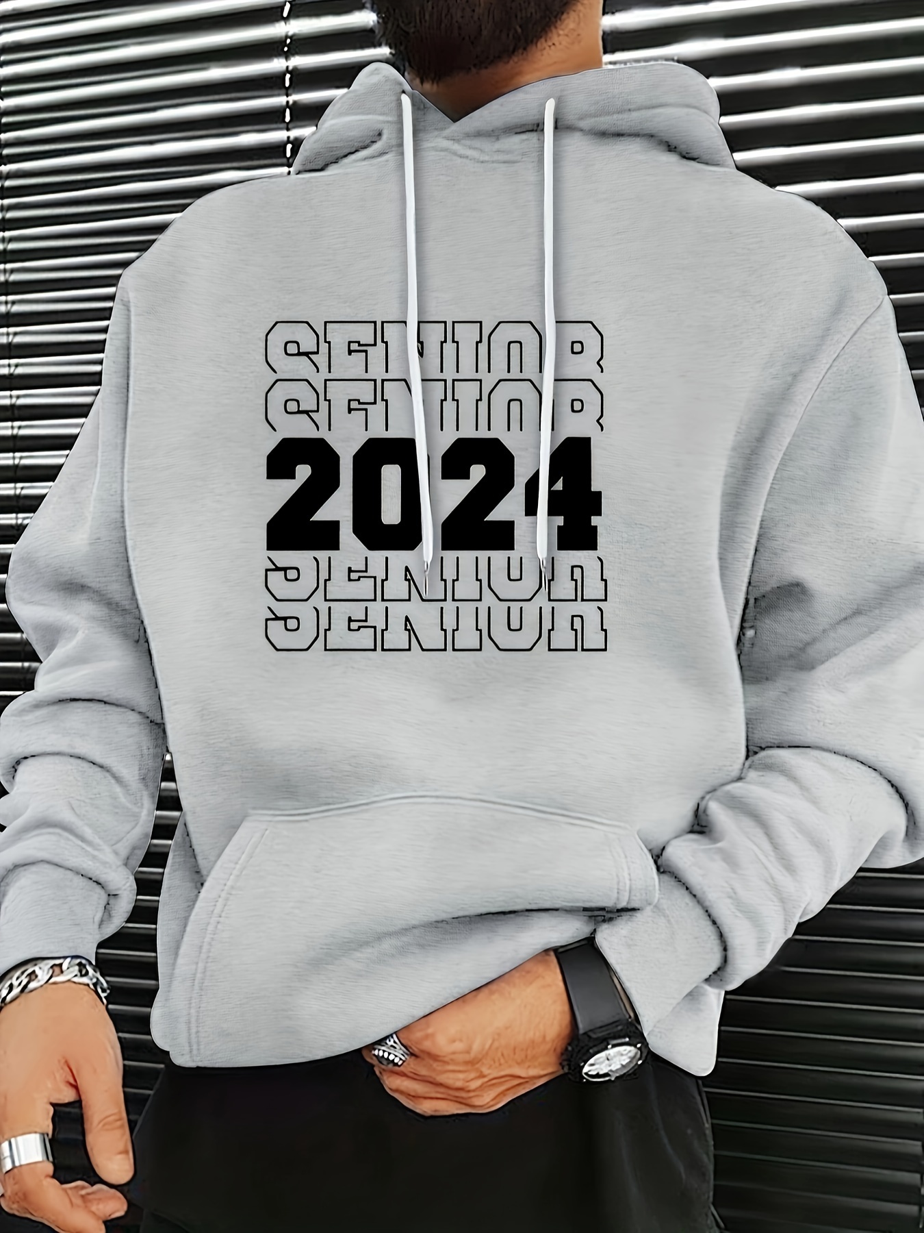 senior 2024 print hoodie for men warm trendy hooded long sleeve top mens clothing details 6