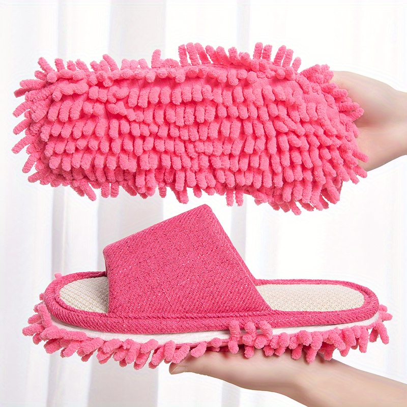 indoor cleaning slippers solid color cozy open toe mopping shoes dusting cleaning floor slippers details 4