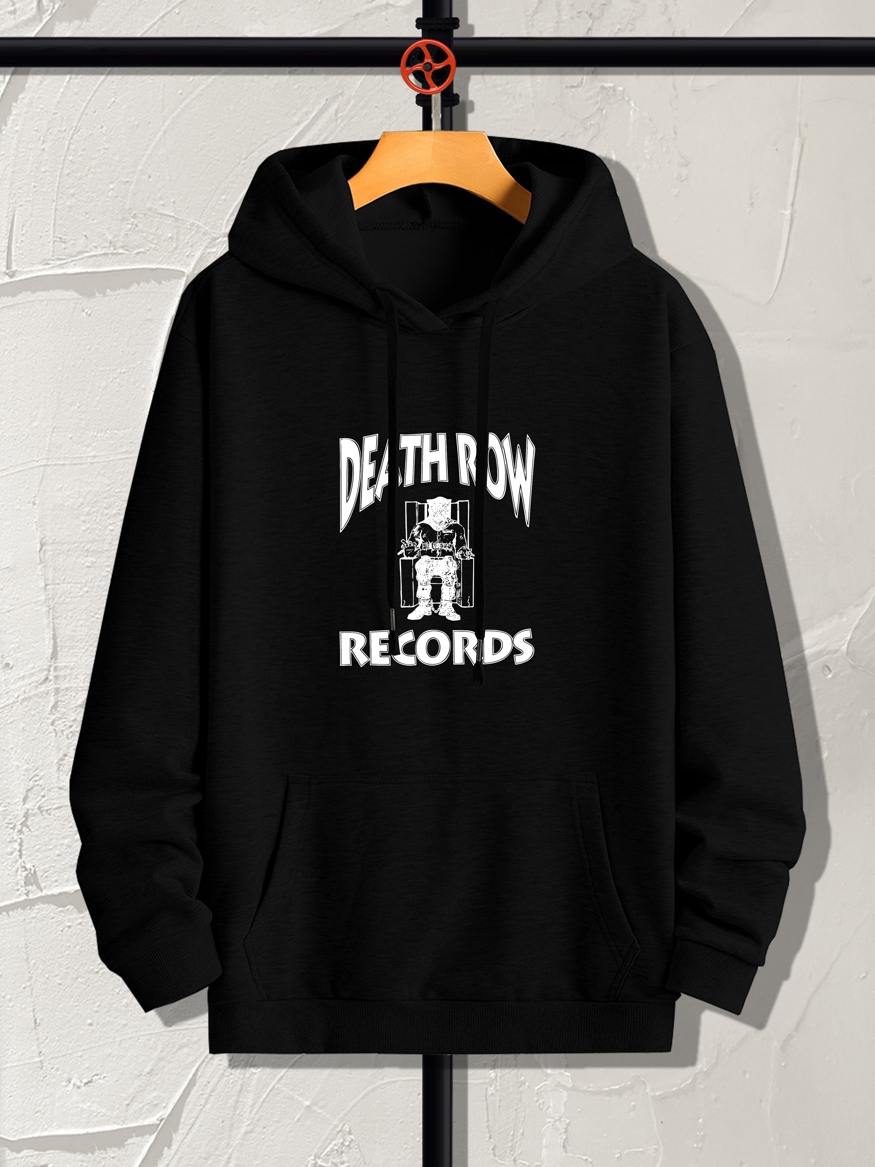 death row print hoodie cool hoodies for men mens casual graphic design pullover hooded sweatshirt with kangaroo pocket streetwear for winter fall as gifts details 26