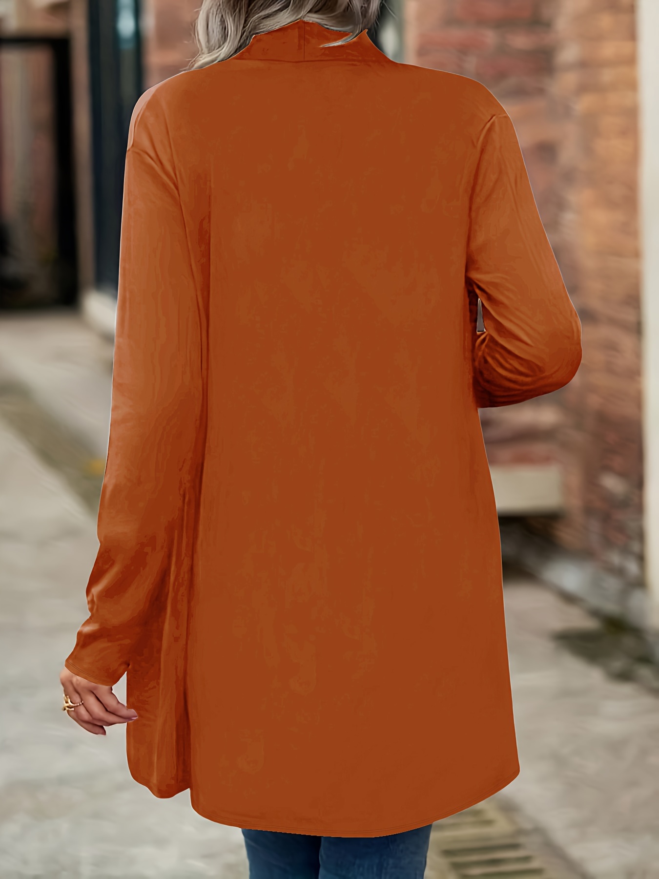 casual open front solid cardigan long sleeve cardigan for spring fall womens clothing details 11