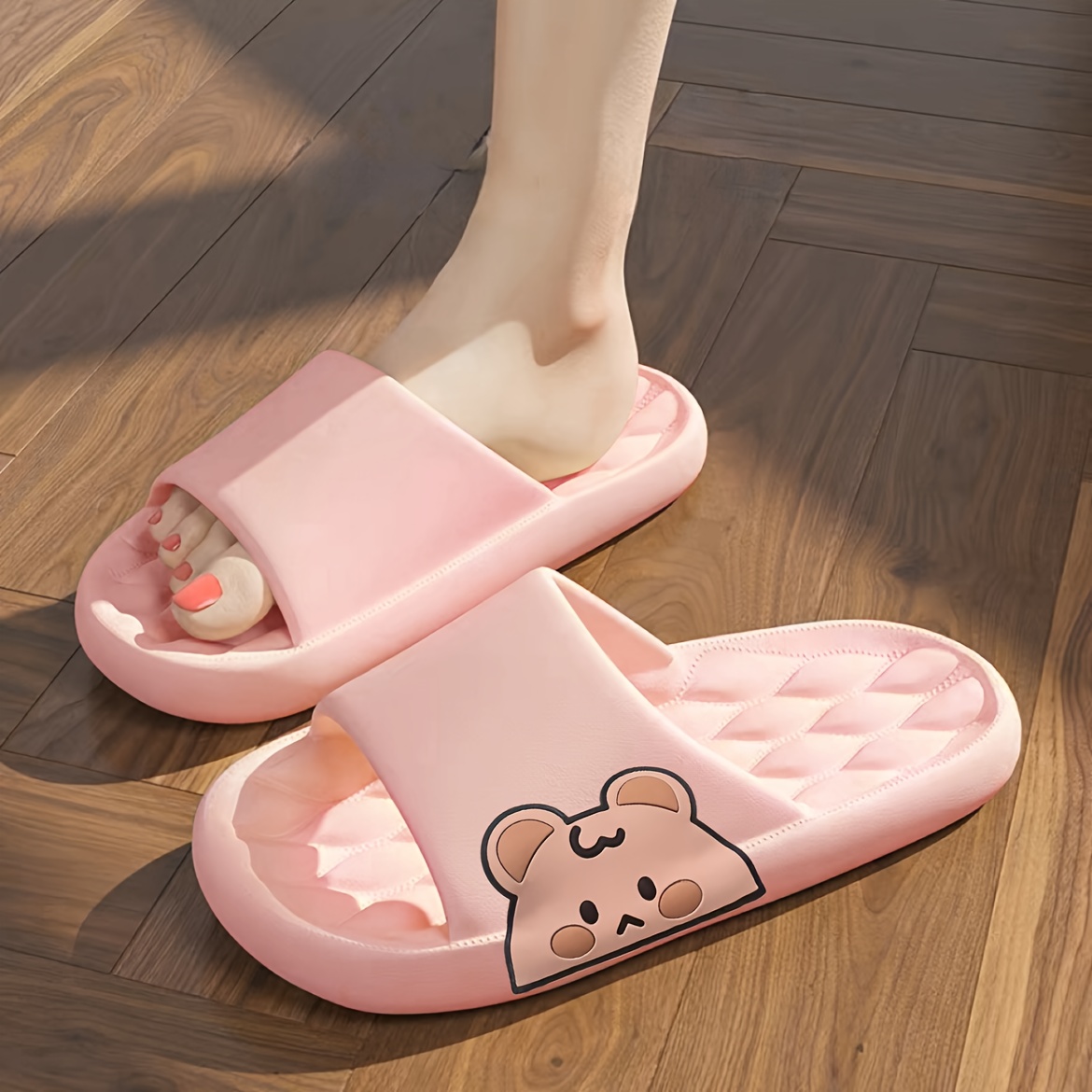 cute cartoon pattern slides casual slip on soft sole pillow slides comfortable indoor home quick drying shoes details 1