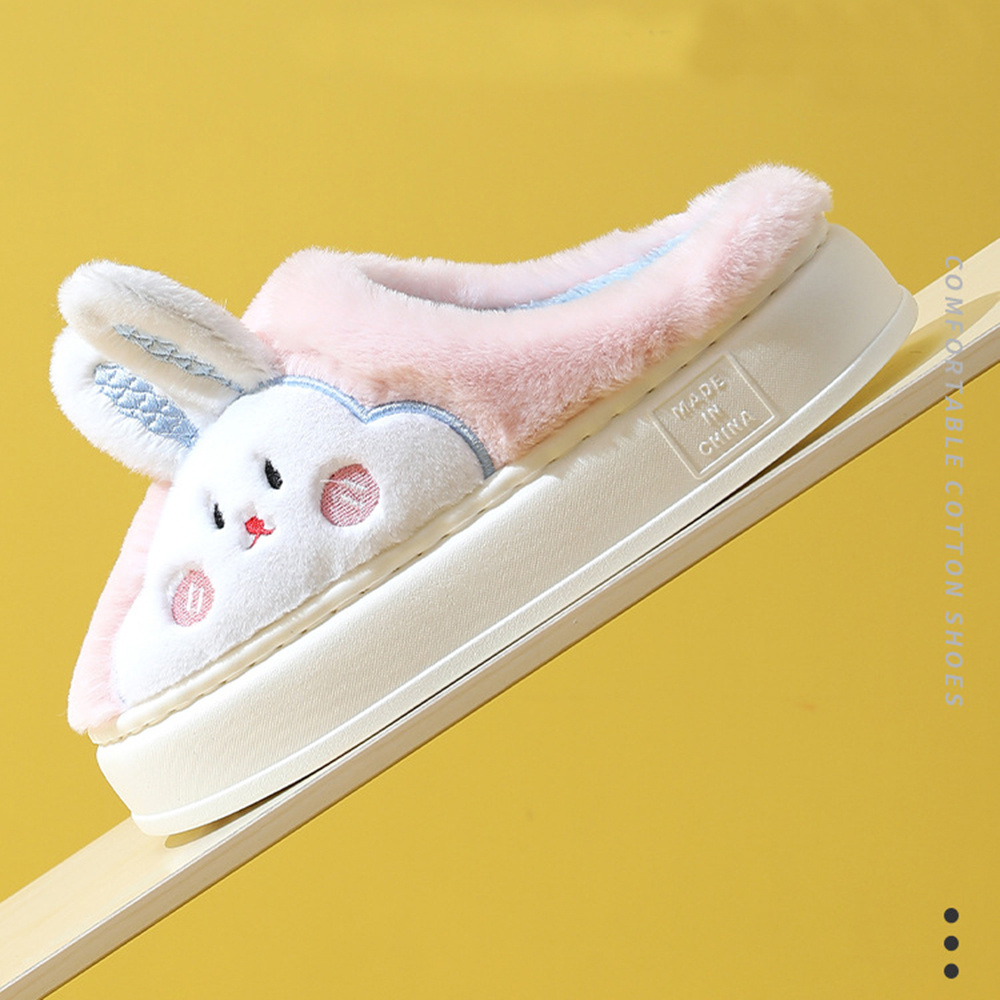 womens cute rabbit thick sole plush slippers warm indoor fluffy slippers womens footwear details 1