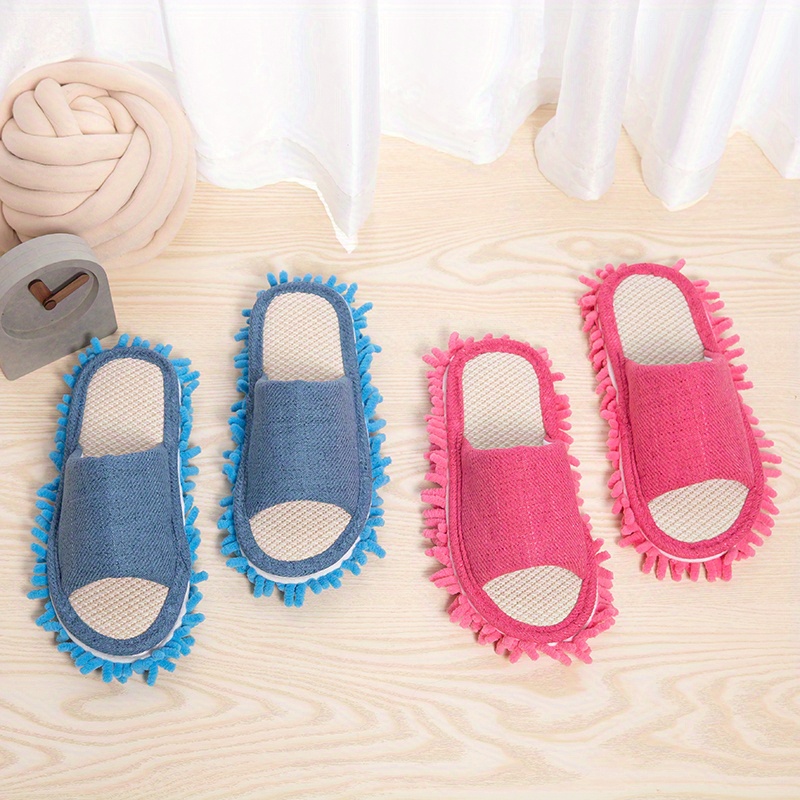 indoor cleaning slippers solid color cozy open toe mopping shoes dusting cleaning floor slippers details 2