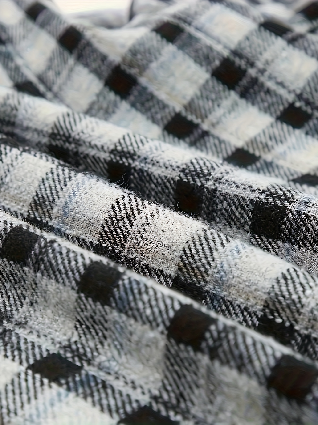 plaid pattern zip up jacket casual hooded long sleeve warm outwear womens clothing details 4