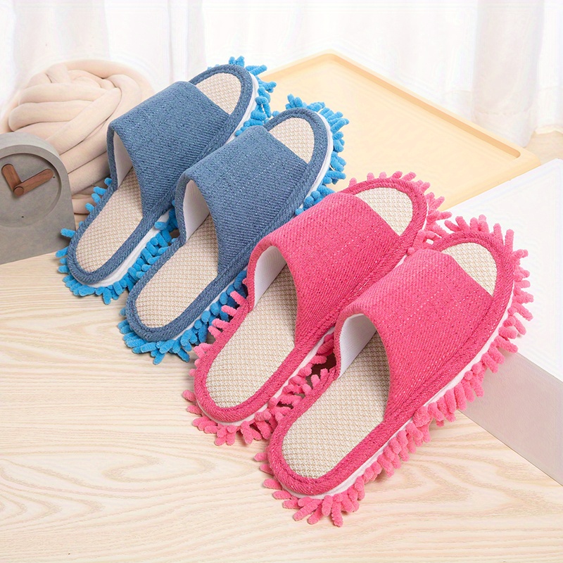 indoor cleaning slippers solid color cozy open toe mopping shoes dusting cleaning floor slippers details 5