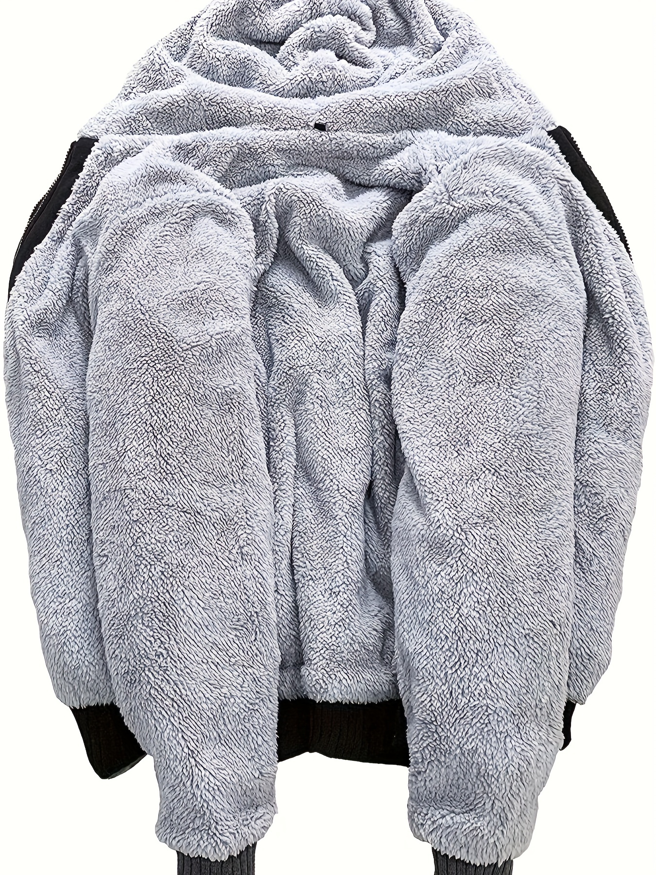 fashionable mens hoodies zipper contrast colors fleece winter jacket suitable for winter street outdoor comfortable warm and versatile details 28