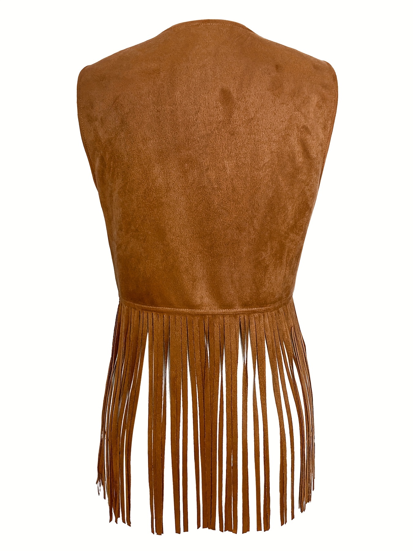 tassel solid vest vintage open front western style sleeveless vest womens clothing details 7