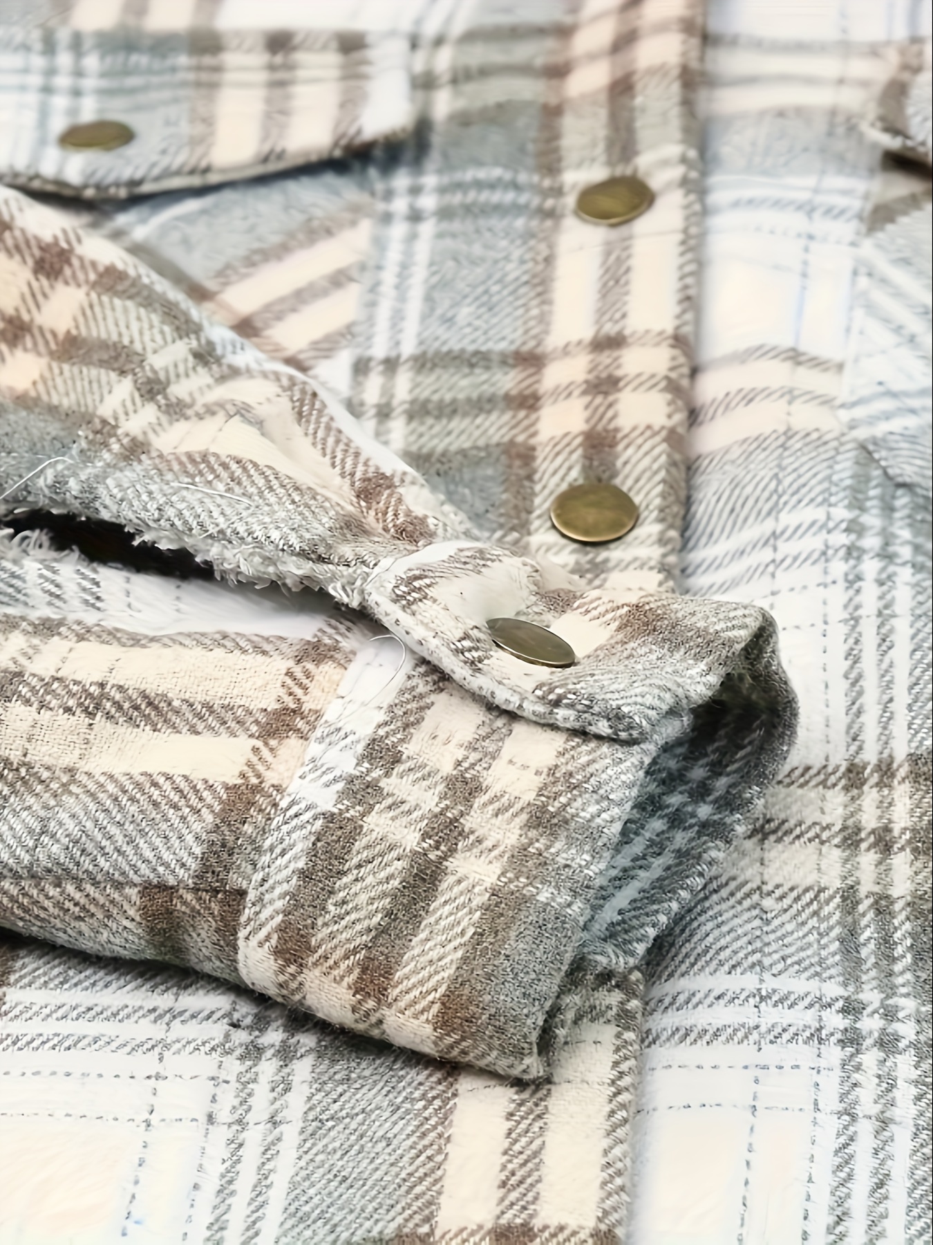 plaid pattern zip up jacket casual hooded long sleeve warm outwear womens clothing details 34