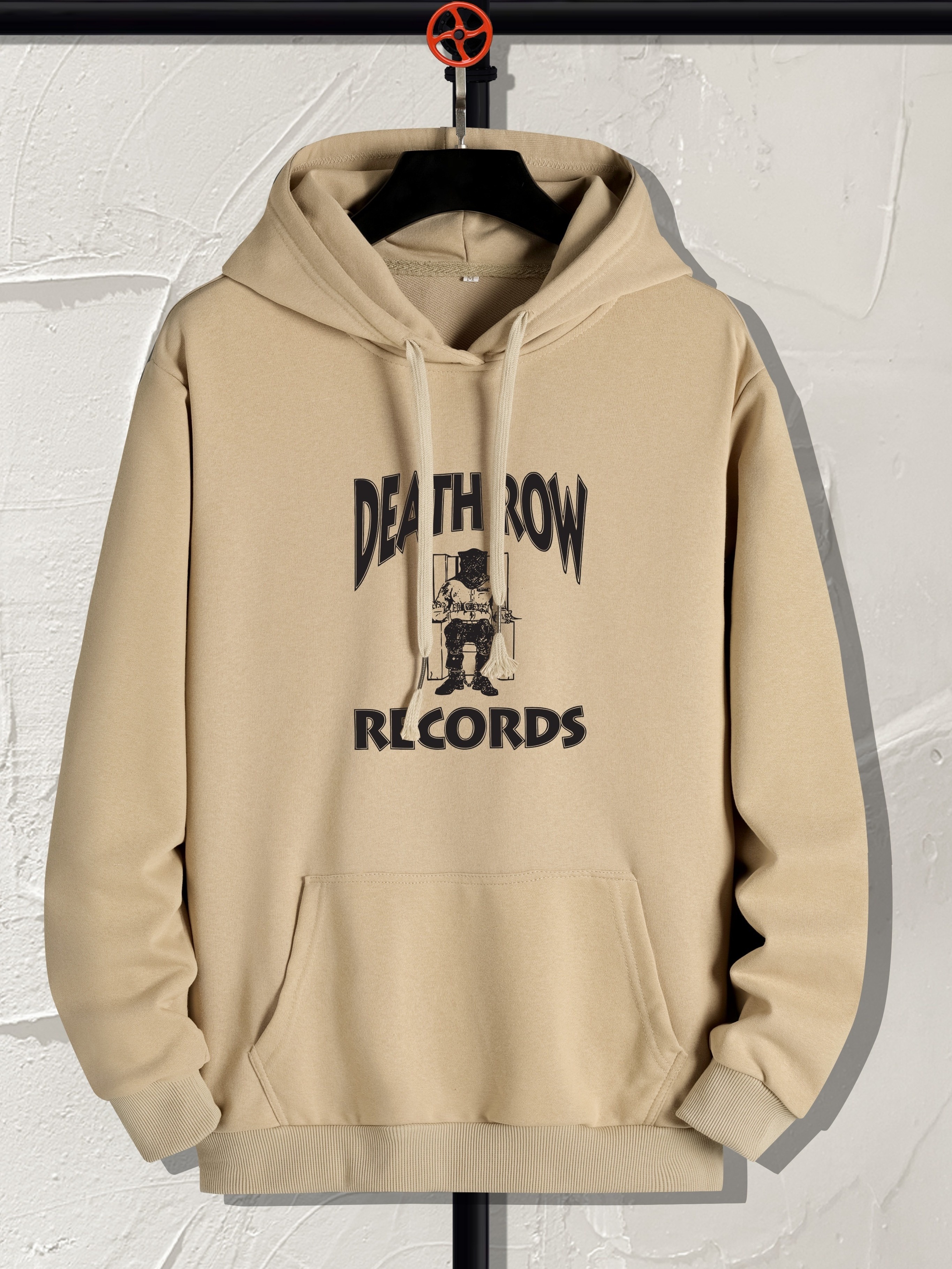 death row print hoodie cool hoodies for men mens casual graphic design pullover hooded sweatshirt with kangaroo pocket streetwear for winter fall as gifts details 10