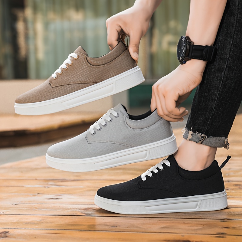casual shoes men s solid lace low top outdoor walking hiking details 0