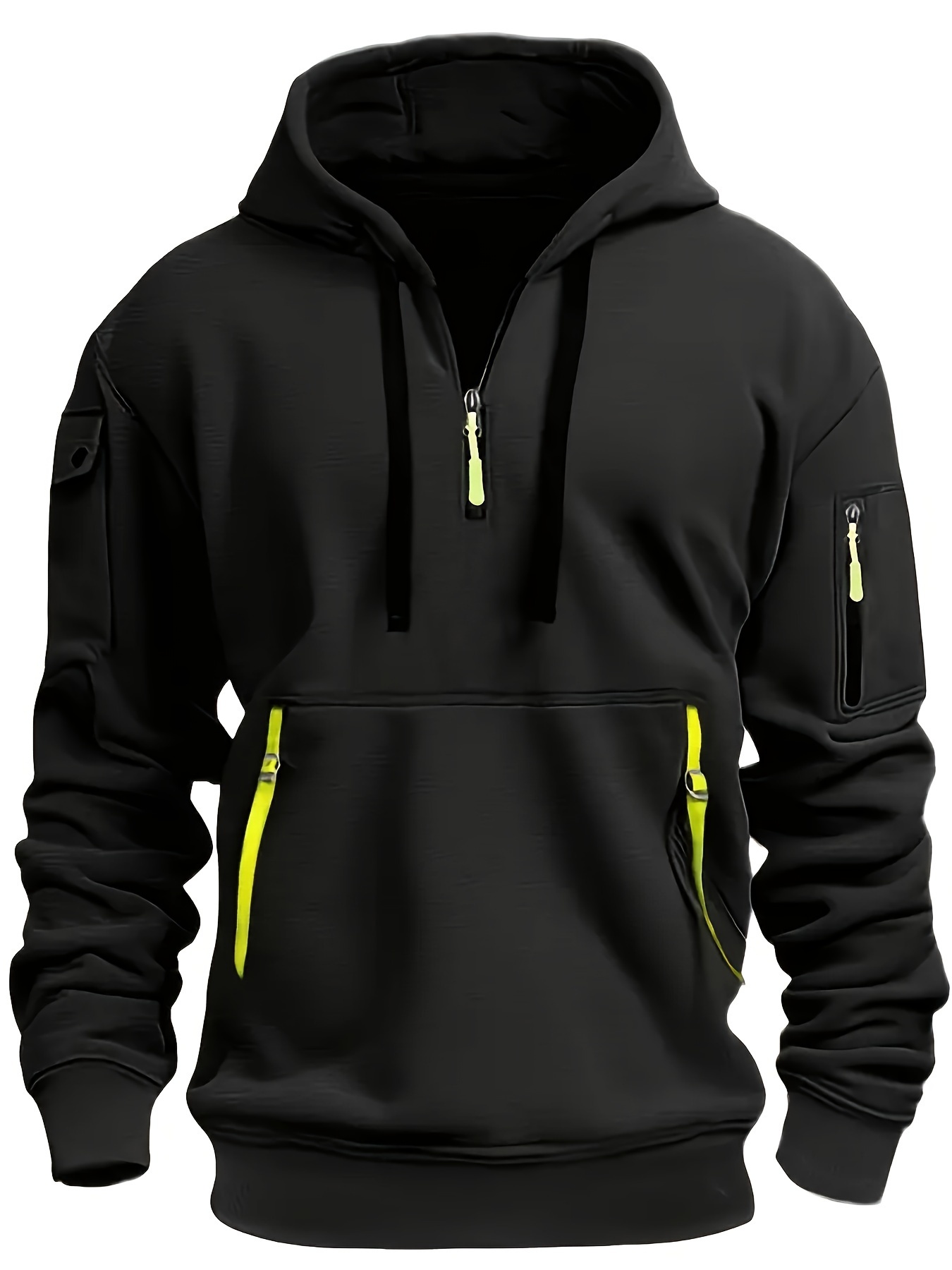 mens casual sports hoodie athletic pullover zippered pockets comfort fit details 16
