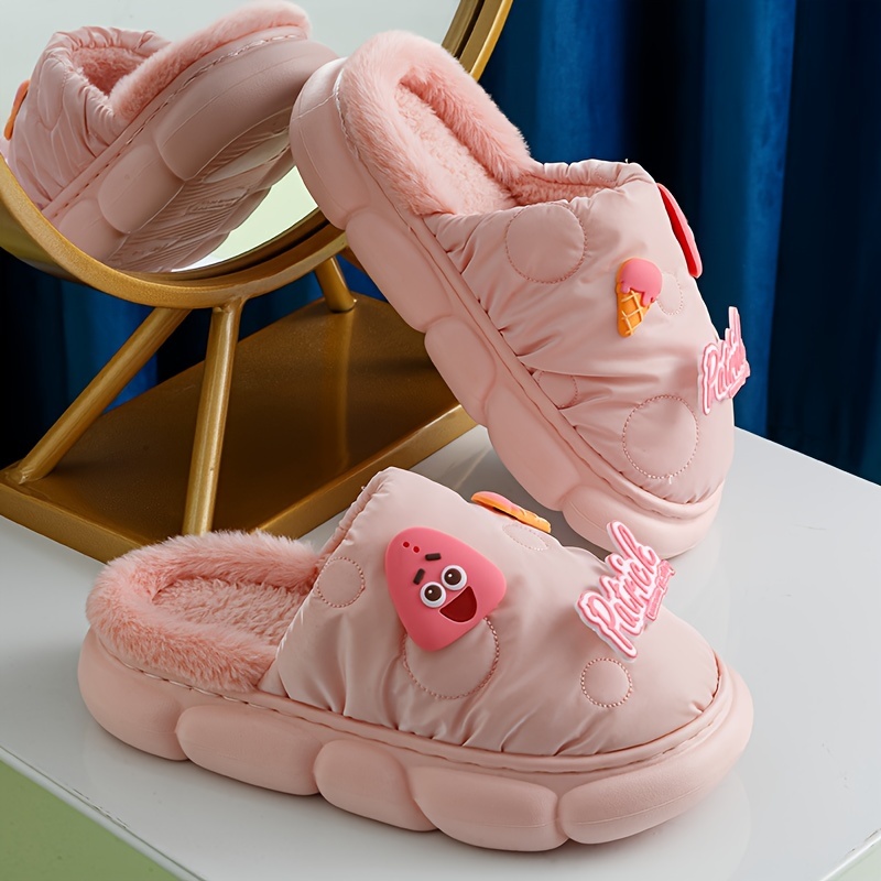 cute cartoon decor slippers, cute cartoon decor slippers casual slip on plush lined shoes comfortable indoor home slippers details 1