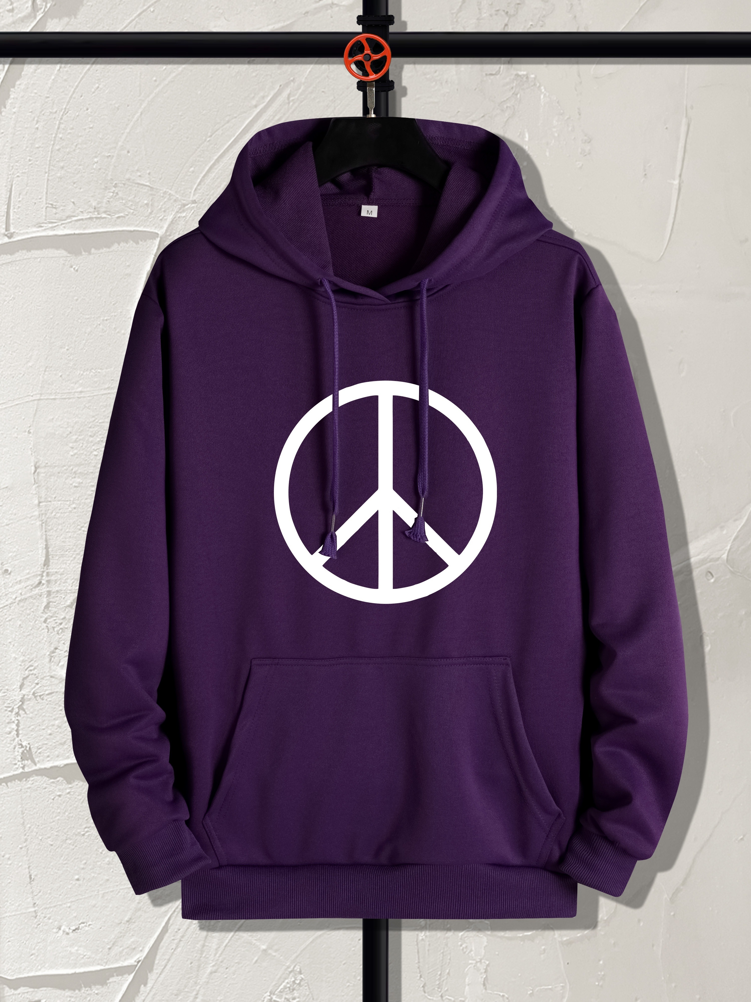 peace sign print hoodie hoodies for men mens casual graphic design pullover hooded sweatshirt with kangaroo pocket streetwear for winter fall as gifts details 10