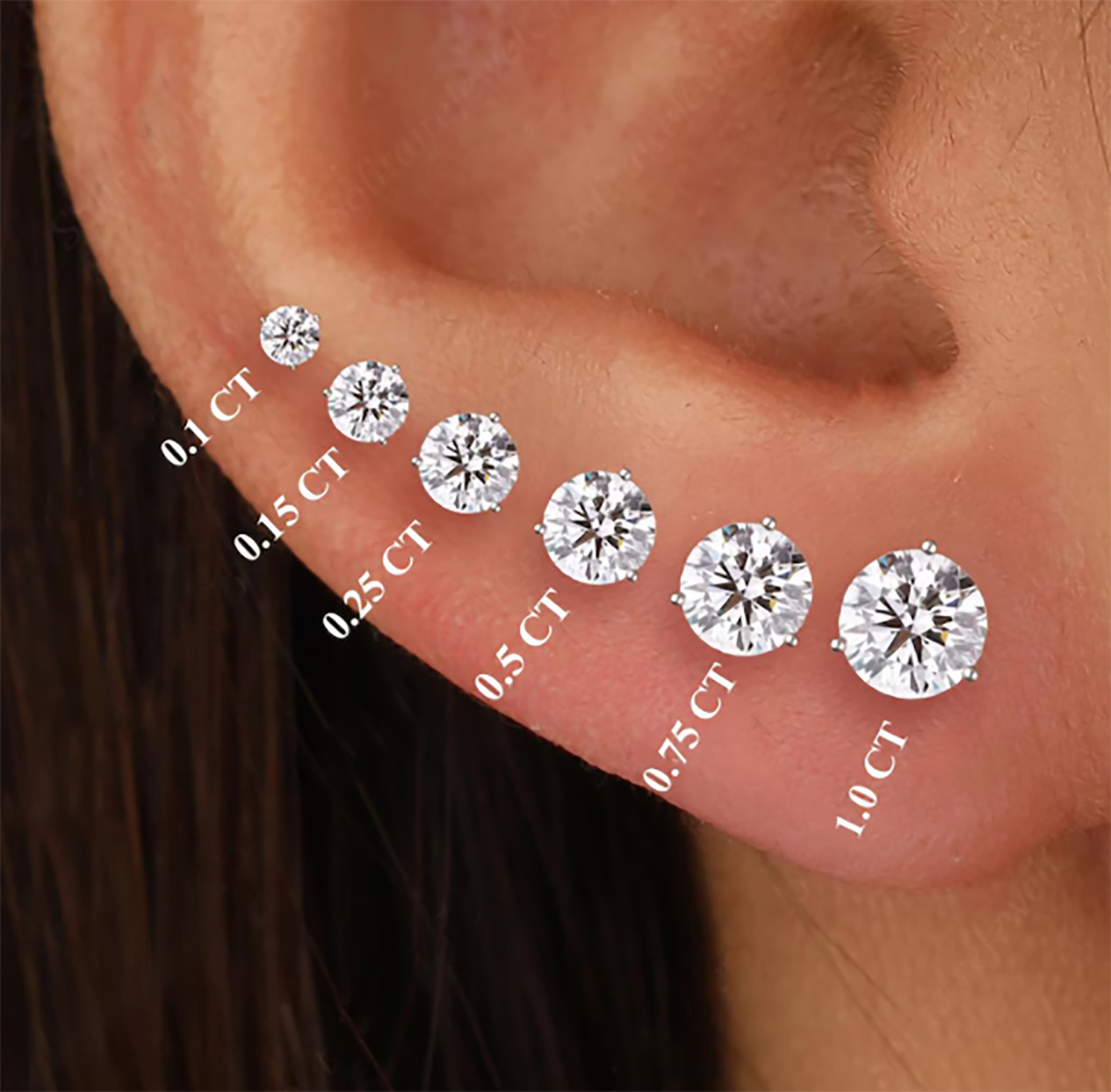 10K Gold Firework Mini Moissanite Stud Earrings