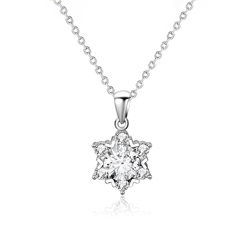 Intaglio Snowflake Moissanite Necklace
