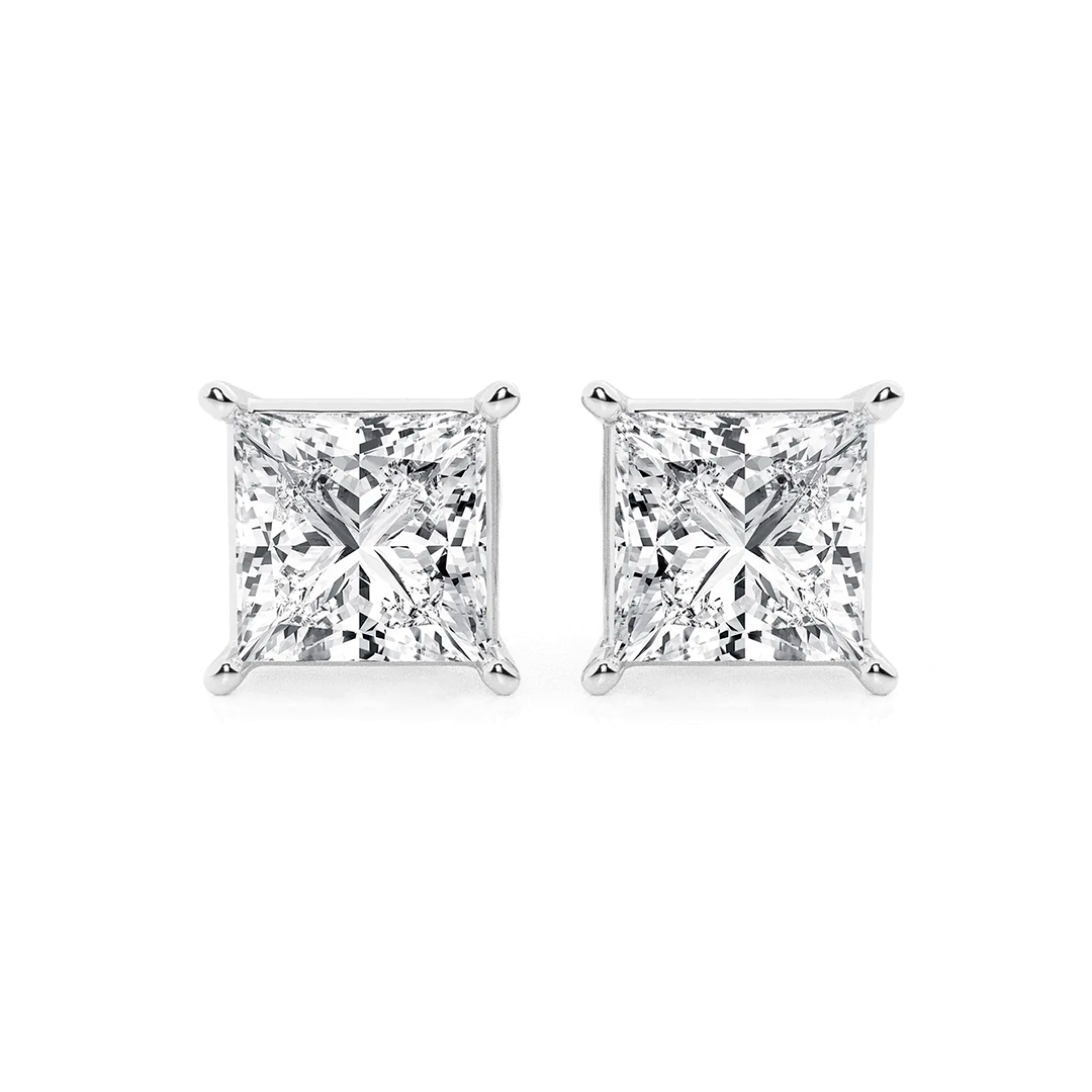 Classic Princess Moissanite Stud Earrings