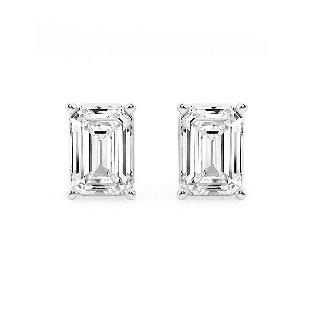 Classic Emerald Moissanite Stud Earrings
