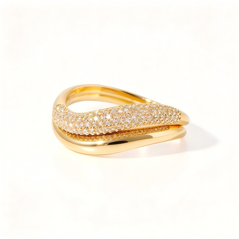 Two Matching Bands Duo Row Curved Ring