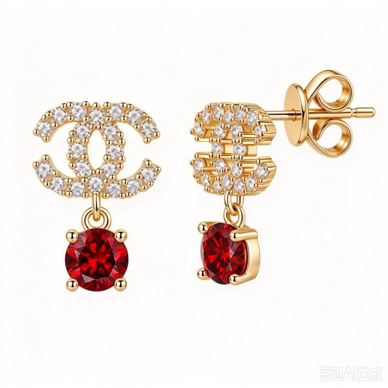 Double C Moissanite Drop Earrings