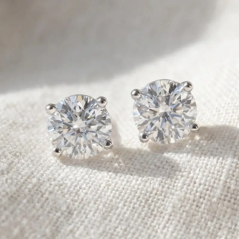 Classic Four-Prong Moissanite Stud Earrings