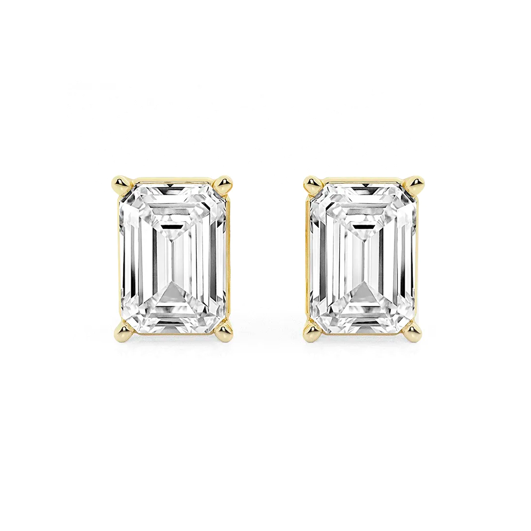 Classic Emerald Moissanite Stud Earrings
