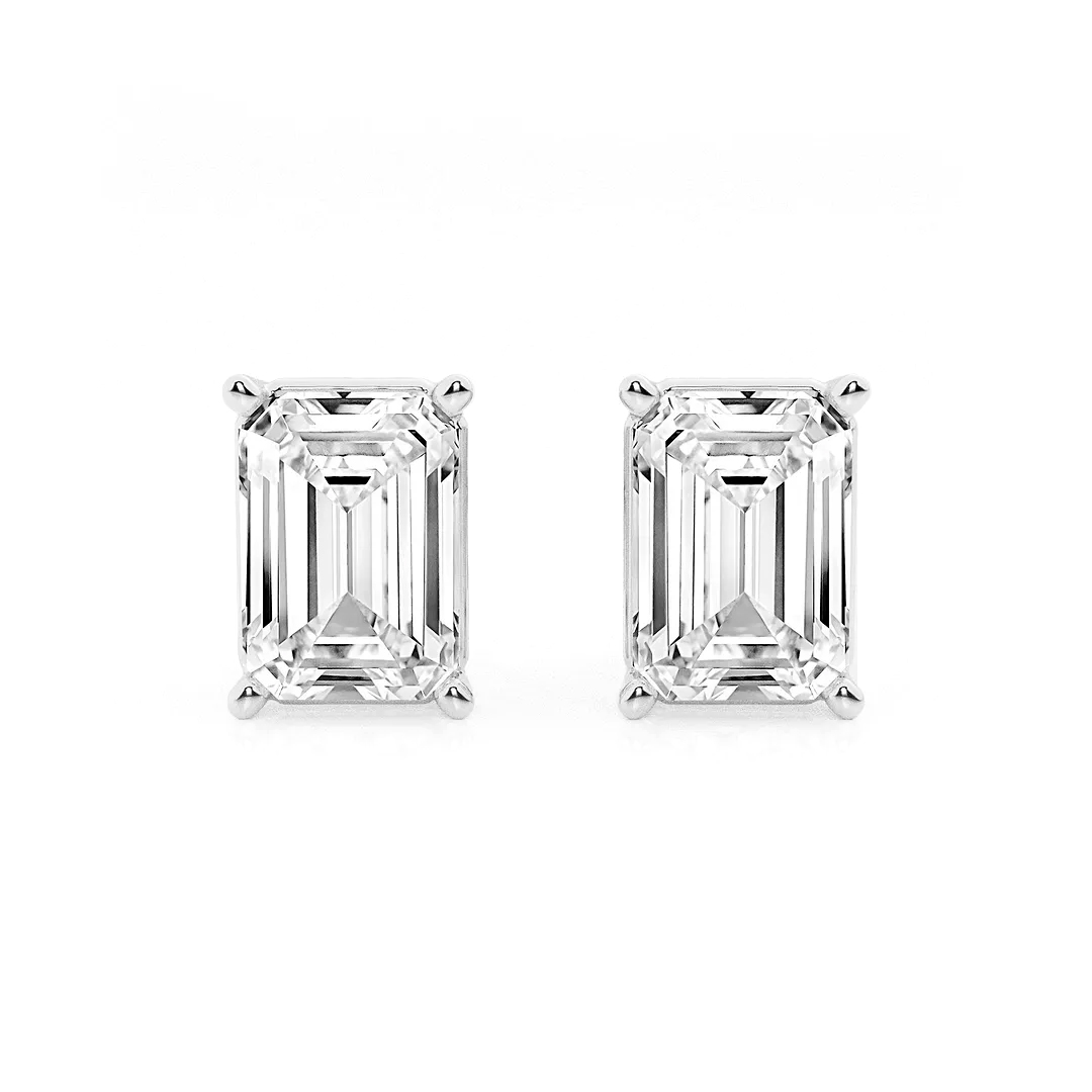 Classic Emerald Moissanite Stud Earrings