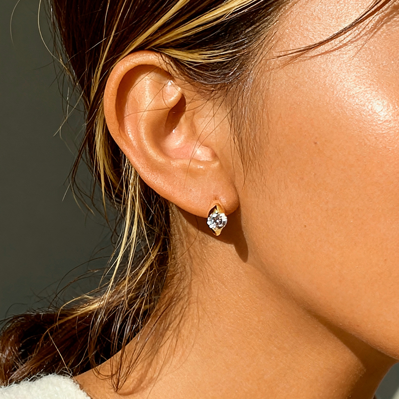 Bezel Round Moissanite Hoop Earrings