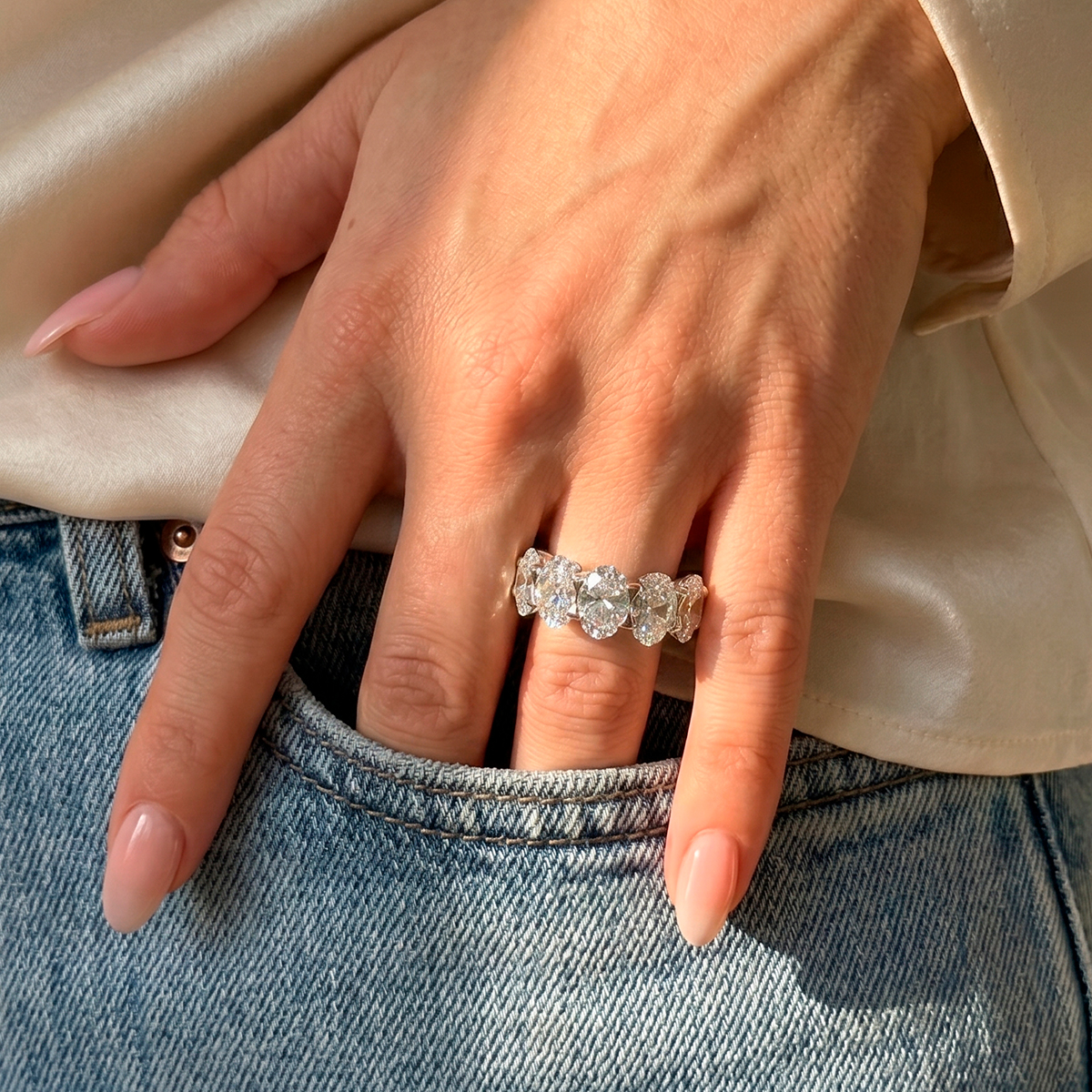 Five-Stone Oval Moissanite Ring