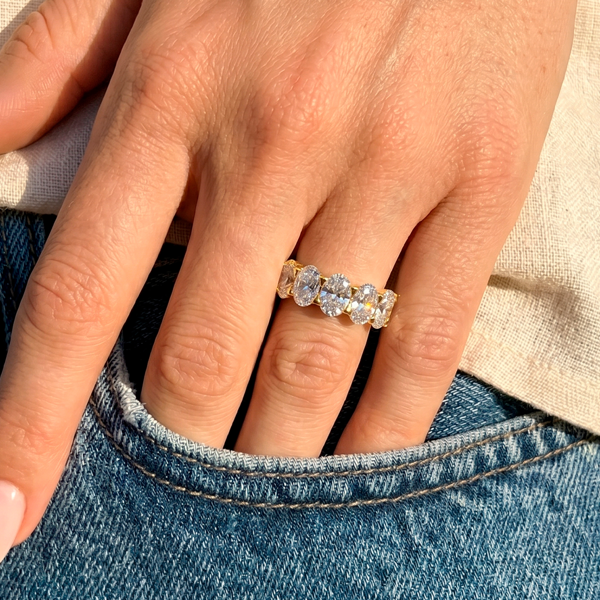 Five-Stone Oval Moissanite Ring