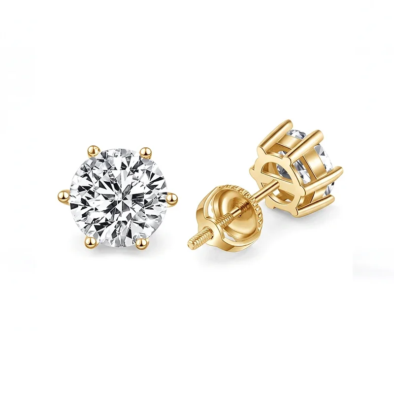 Demeter Basket Setting Six-Prong Moissanite Screw Back Earrings