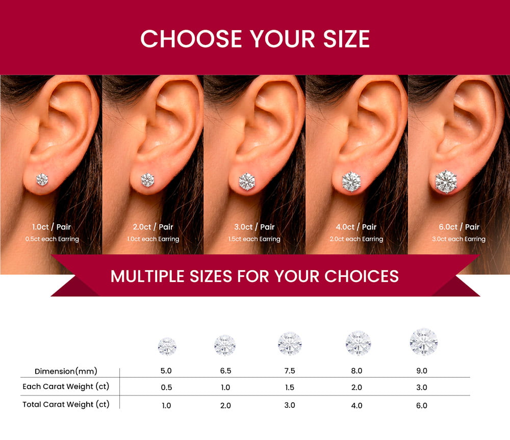 Demeter Basket Setting Six-Prong Moissanite Screw Back Earrings
