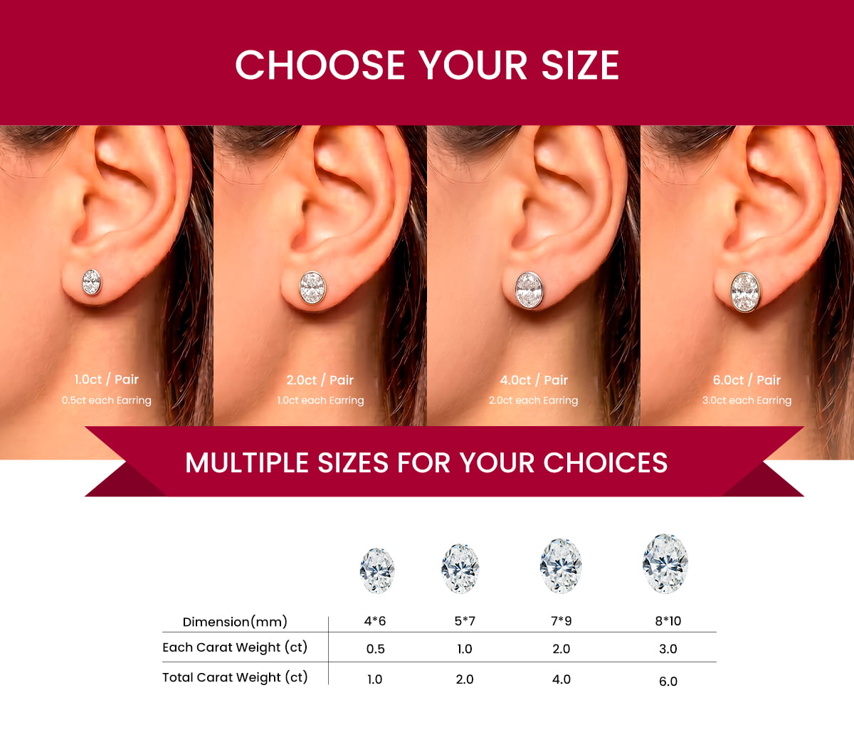 Bezel Oval Moissanite Stud Earrings