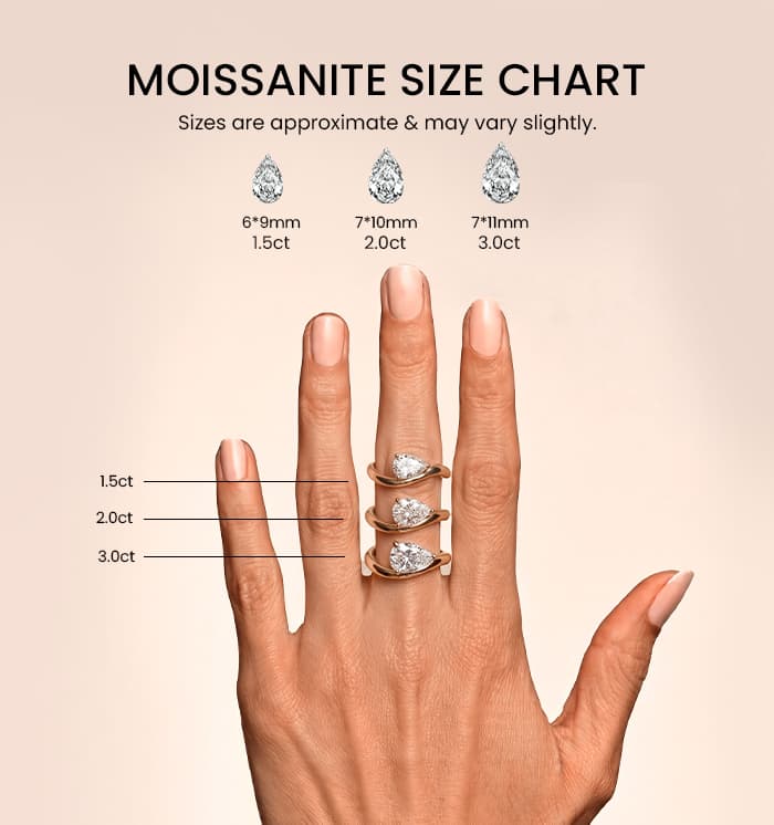 Curved Pear Moissanite Ring
