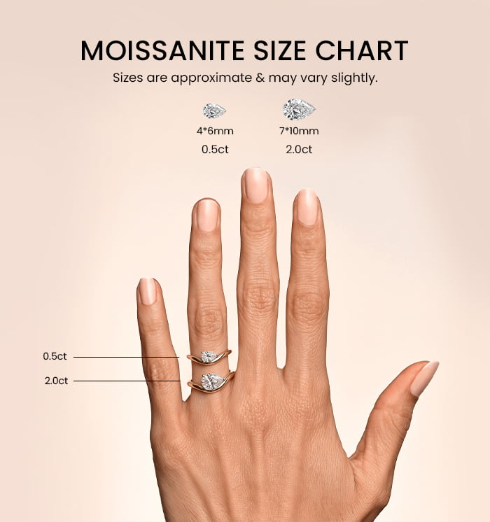 Classic Curved Pear Moissanite Ring