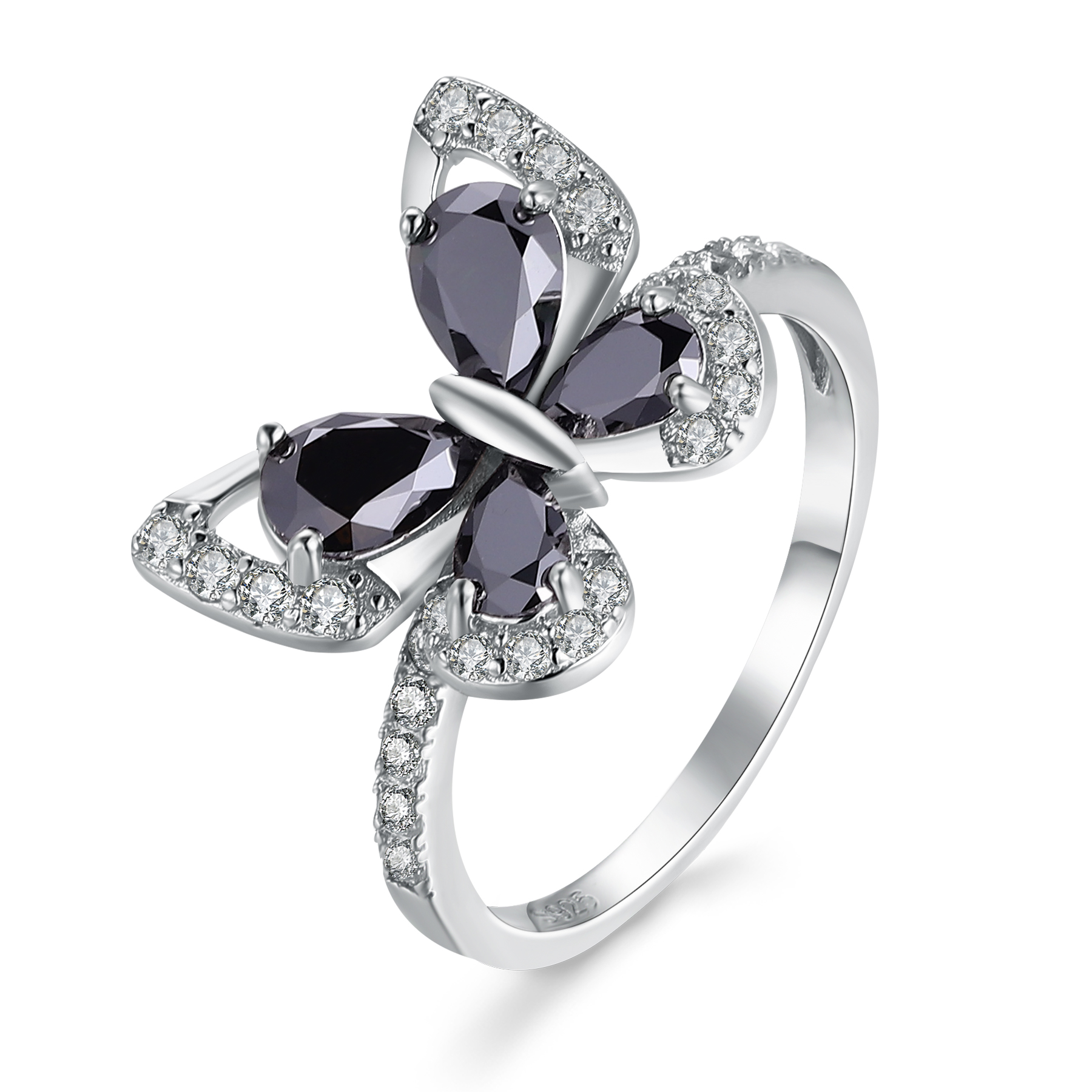Butterfly Halo Moissanite Engagement Ring-VOOGME