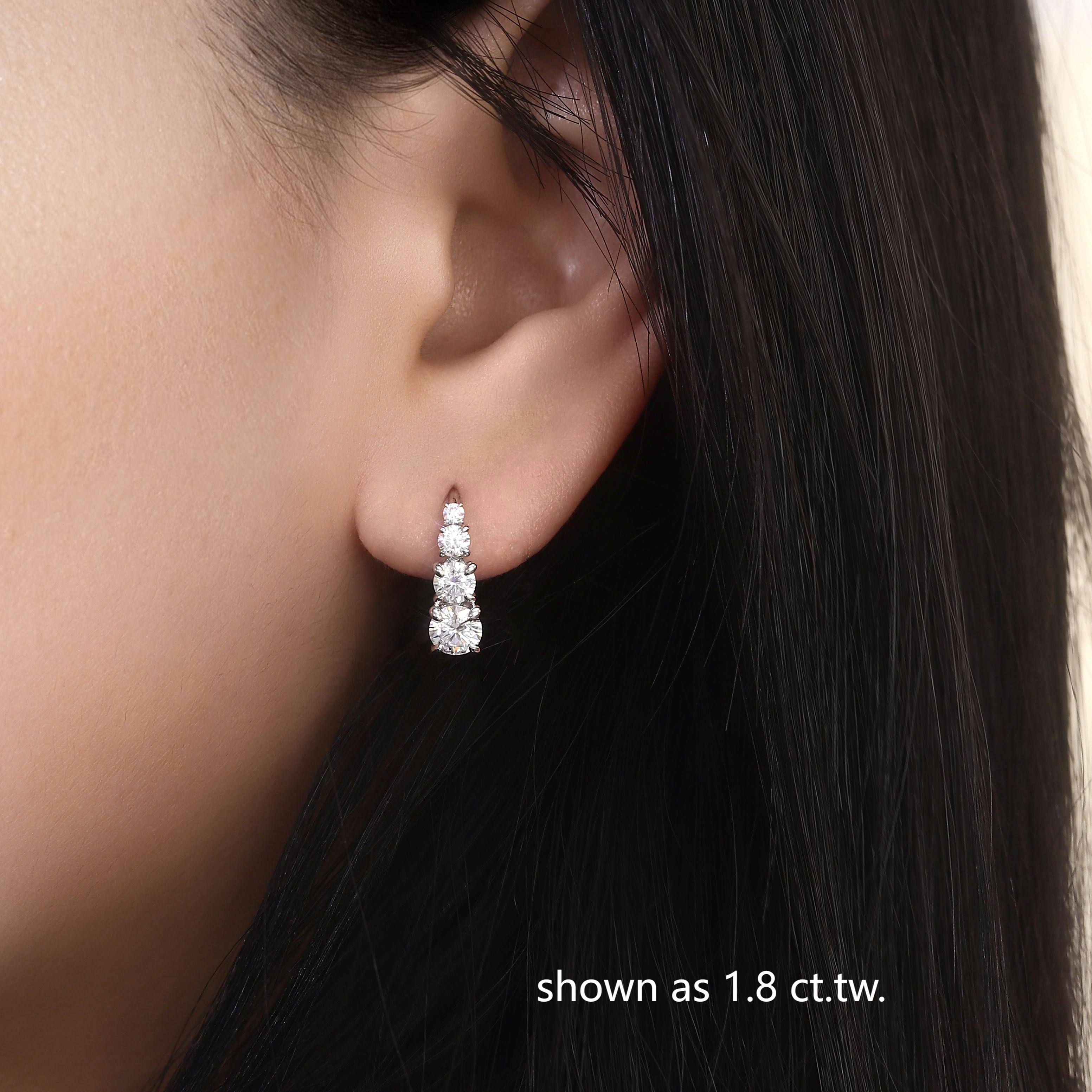 Carol Four-Stone Leverback Moissanite Earrings-VOOGME