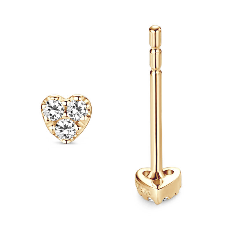 10K Gold Heart Mini Moissanite Stud Earrings